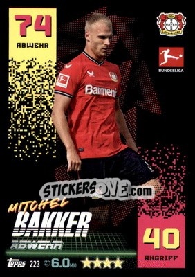 Cromo Mitchel Bakker - German Fussball Bundesliga 2022-2023. Match Attax - Topps