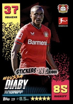 Cromo Moussa Diaby - German Fussball Bundesliga 2022-2023. Match Attax - Topps