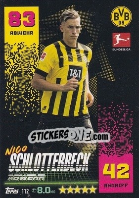 Sticker Nico Schlotterbeck - German Fussball Bundesliga 2022-2023. Match Attax - Topps