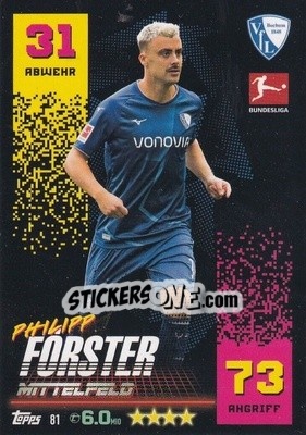 Sticker Philipp Förster - German Fussball Bundesliga 2022-2023. Match Attax - Topps