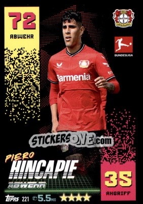 Sticker Piero Hincapie - German Fussball Bundesliga 2022-2023. Match Attax - Topps