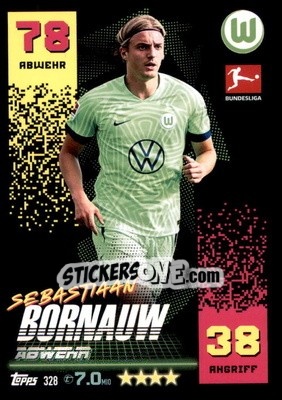 Figurina Sebastiaan Bornauw - German Fussball Bundesliga 2022-2023. Match Attax - Topps