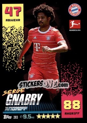 Sticker Serge Gnabry - German Fussball Bundesliga 2022-2023. Match Attax - Topps