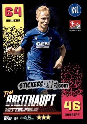 Sticker Tim Breithaupt - German Fussball Bundesliga 2022-2023. Match Attax - Topps