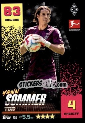 Sticker Yann Sommer - German Fussball Bundesliga 2022-2023. Match Attax - Topps