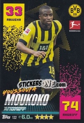 Sticker Youssoufa Moukoko - German Fussball Bundesliga 2022-2023. Match Attax - Topps