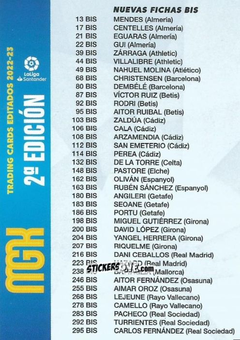 Figurina Checklist 1 - Liga 2022-2023. Megacracks n. CHK1 - Panini