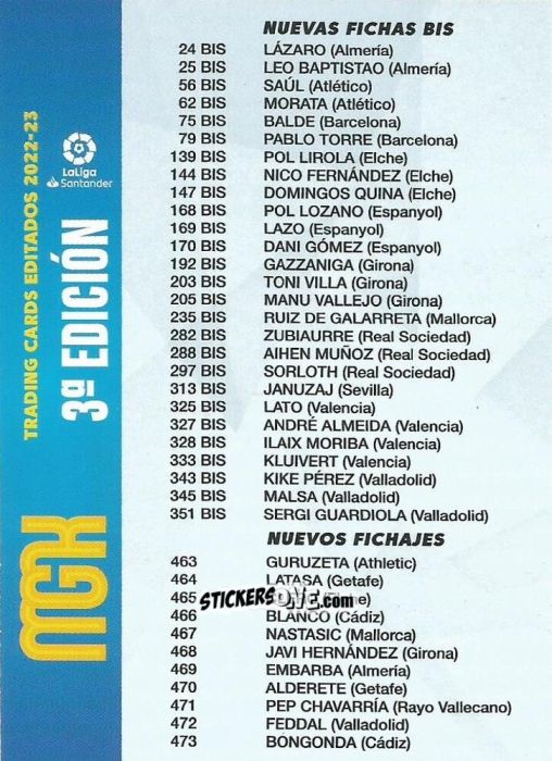 Figurina Checklist 2 - Liga 2022-2023. Megacracks n. CHK2 - Panini