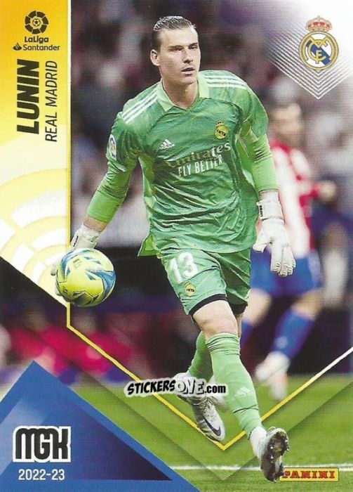 Figurina Lunin - Liga 2022-2023. Megacracks n. 210 - Panini