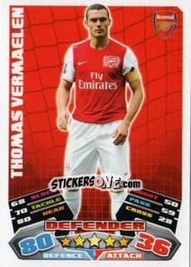Sticker Thomas Vermaelen - English Premier League 2011-2012. Match Attax - Topps