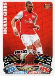 Sticker Kieran Gibbs - English Premier League 2011-2012. Match Attax n. 7 - Topps