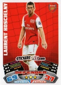 Sticker Laurent Koscielny - English Premier League 2011-2012. Match Attax n. 8 - Topps