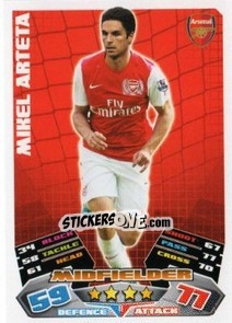 Sticker Mikel Arteta - English Premier League 2011-2012. Match Attax n. 11 - Topps