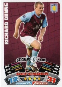 Sticker Richard Dunne - English Premier League 2011-2012. Match Attax n. 23 - Topps