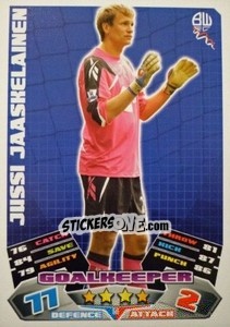 Cromo Jussi Jaaskelainen - English Premier League 2011-2012. Match Attax - Topps