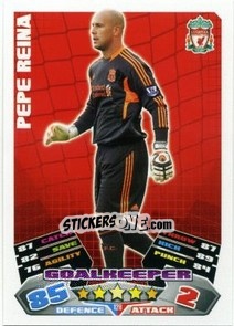 Sticker Pepe Reina - English Premier League 2011-2012. Match Attax n. 128 - Topps
