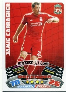 Sticker Jamie Carragher - English Premier League 2011-2012. Match Attax n. 133 - Topps
