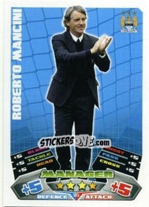 Sticker Roberto Mancini - English Premier League 2011-2012. Match Attax n. 145 - Topps