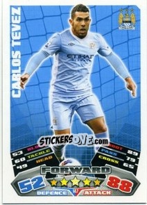 Sticker Carlos Tevez - English Premier League 2011-2012. Match Attax n. 147 - Topps