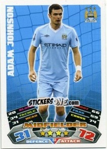 Sticker Adam Johnson - English Premier League 2011-2012. Match Attax n. 156 - Topps