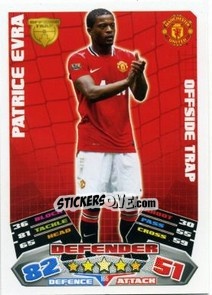 Sticker Patrice Evra - English Premier League 2011-2012. Match Attax n. 165 - Topps