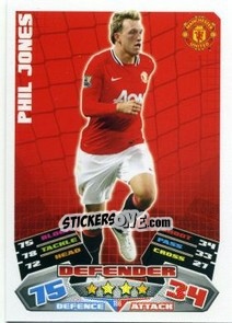 Sticker Phil Jones - English Premier League 2011-2012. Match Attax n. 166 - Topps