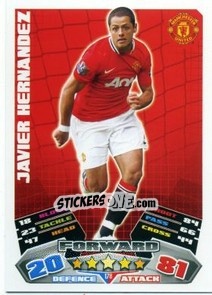 Sticker Javier Hernandez - English Premier League 2011-2012. Match Attax n. 178 - Topps