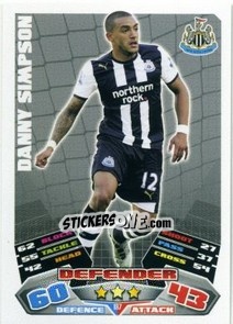 Sticker Danny Simpson - English Premier League 2011-2012. Match Attax n. 187 - Topps