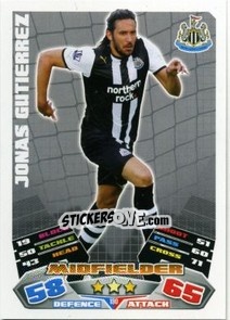 Sticker Jonas Gutierrez - English Premier League 2011-2012. Match Attax n. 190 - Topps