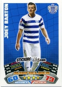 Sticker Joey Barton - English Premier League 2011-2012. Match Attax - Topps