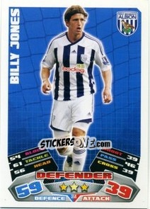 Cromo Billy Jones - English Premier League 2011-2012. Match Attax n. 314 - Topps