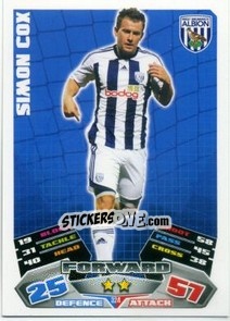 Sticker Simon Cox - English Premier League 2011-2012. Match Attax n. 324 - Topps