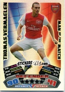 Sticker Thomas Vermaelen - English Premier League 2011-2012. Match Attax n. 362 - Topps