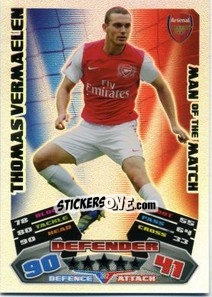 Sticker Thomas Vermaelen - English Premier League 2011-2012. Match Attax - Topps