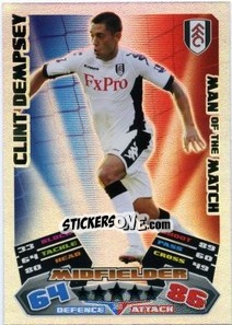 Sticker Clint Dempsey - English Premier League 2011-2012. Match Attax n. 380 - Topps