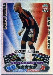 Sticker Pepe Reina - English Premier League 2011-2012. Match Attax n. 382 - Topps