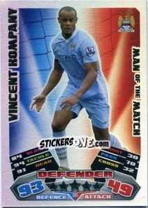Sticker Vincent Kompany - English Premier League 2011-2012. Match Attax - Topps