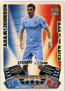 Cromo Adam Johnson - English Premier League 2011-2012. Match Attax - Topps