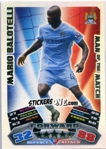 Sticker Mario Balotelli - English Premier League 2011-2012. Match Attax n. 387 - Topps