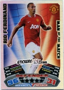 Sticker Rio Ferdinand - English Premier League 2011-2012. Match Attax n. 388 - Topps