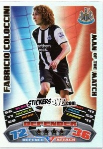 Cromo Fabricio Coloccini - English Premier League 2011-2012. Match Attax - Topps
