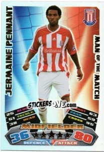 Sticker Jermaine Pennant - English Premier League 2011-2012. Match Attax - Topps