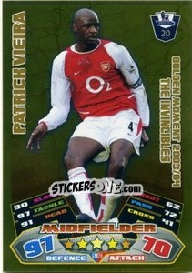 Sticker Patrick Vieira - English Premier League 2011-2012. Match Attax n. GM26 - Topps