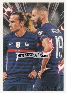 Sticker Antoine Griezmann / Karim Benzema - Au plus près des Bleus 2022 n. 56 - Panini