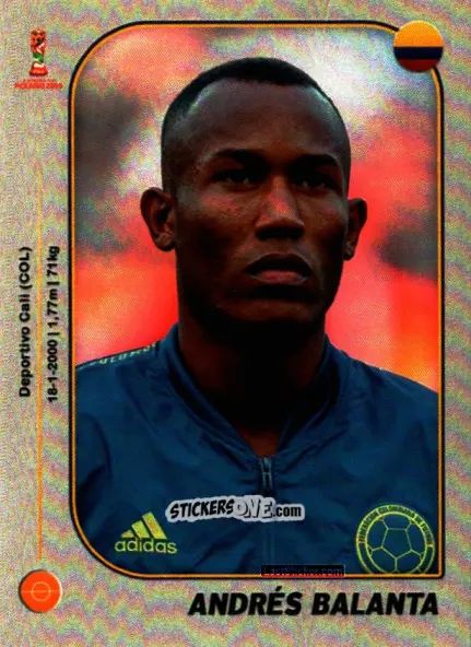 Sticker Andrés Balanta - World Cup U-20 Poland 2019 n. 44 - Gloria Editions