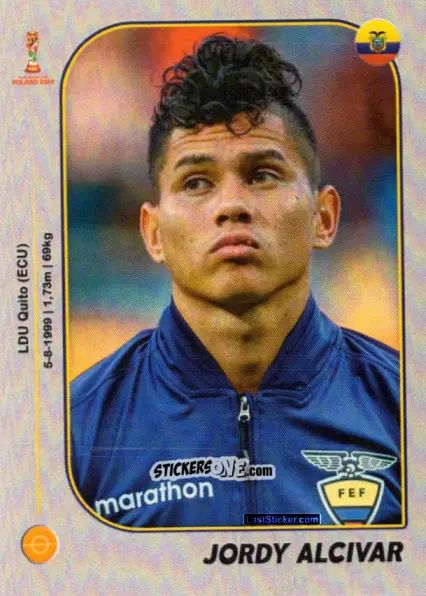 Sticker Jordy Alcívar - World Cup U-20 Poland 2019 n. 160 - Gloria Editions