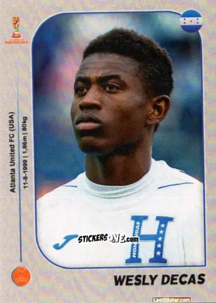 Sticker Wesly Decas - World Cup U-20 Poland 2019 n. 173 - Gloria Editions