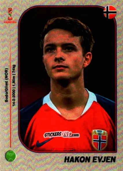 Sticker Håkon Evjen - World Cup U-20 Poland 2019 n. 241 - Gloria Editions