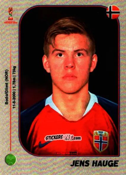 Sticker Jens Hauge - World Cup U-20 Poland 2019 n. 243 - Gloria Editions