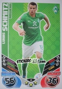 Cromo Lukas Schmitz - German Football Bundesliga 2011-2012. Match Attax - Topps
